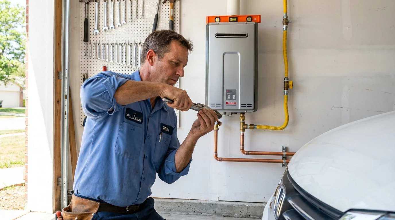 Tankless water heater installation by a Johns Plumbing LLC plumber in Wabash
